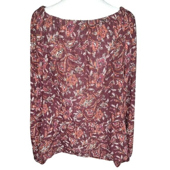 Loft Floral Square Neck Peplum Long Sleeve Blouse Size Large - Picture 3 of 12